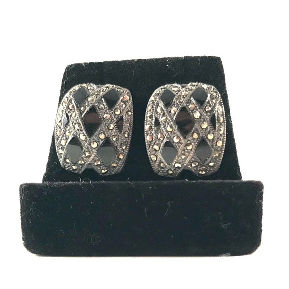 Sterling/ Marcasite Earrings - Picture 1 of 4